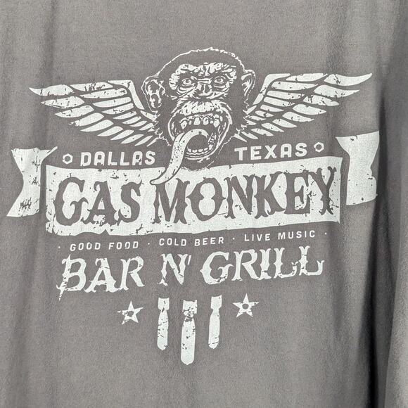 Gas Monkey Bar & Grill 2XL T-Shirt Men Gray Dallas Texas Wings Car Garage Tee - Picture 3 of 5